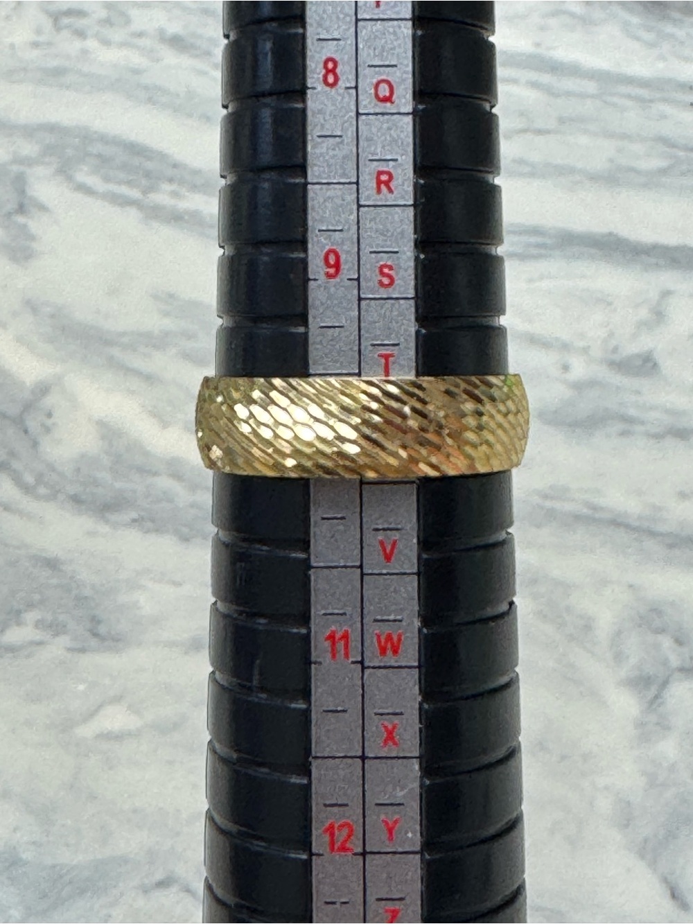 Vintage Brass Wedding Band Ring Size 10 Textured Diamond-Cut Wide Band - Picture 10 of 10
